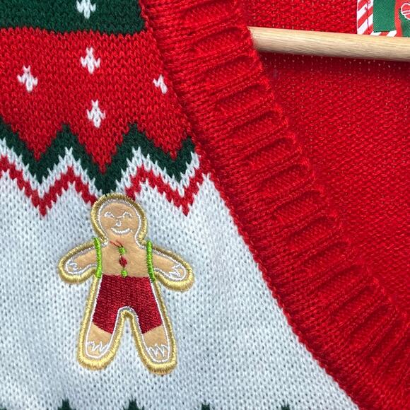 Christmas Cardigan Holiday Ugly Sweater Button Down Embroidered GrandmaCore M - Picture 6 of 8